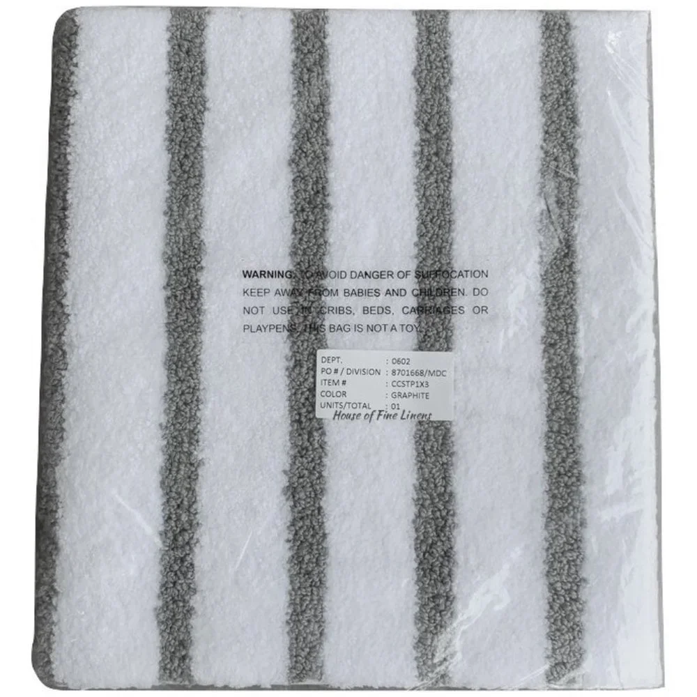Charter Club Elite Stripe Skid Resistant Bath Rug Gray White